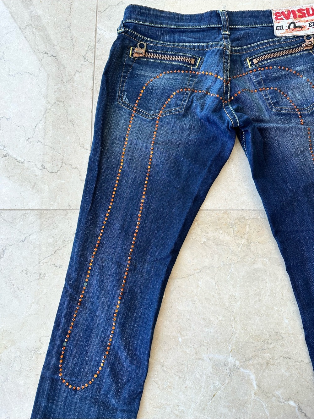 Evisu Women’s Blue Washed Denim Jeans with Copper Stud Detailing in size 27 - Picture 5 of 7